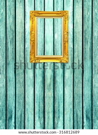 Picture frame on Green wood textrue background