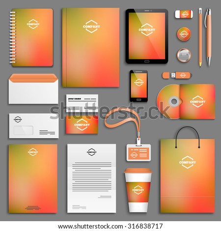 Red Corporate identity template set. Business stationery mock-up with logo. Branding design. 