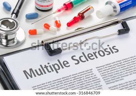The diagnosis Multiple Sclerosis written on a clipboard Royalty-Free Stock Photo #316846709