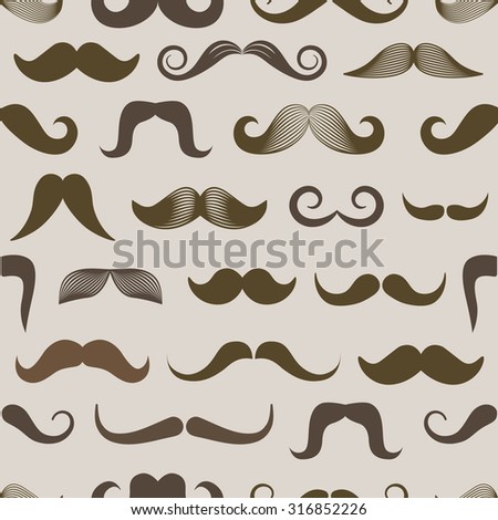 Different retro style moustache seamless pattern