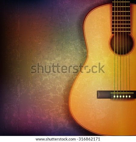 abstract grunge music background with acoustic guitar vector illustration