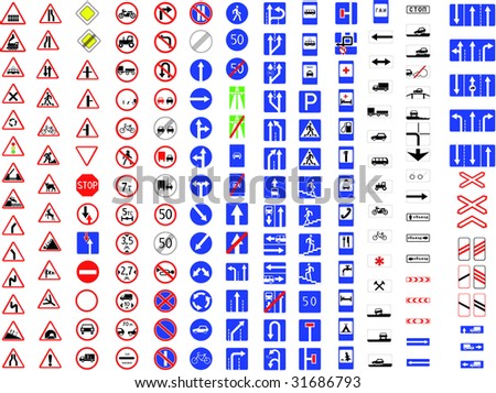 complete set of traffic signs