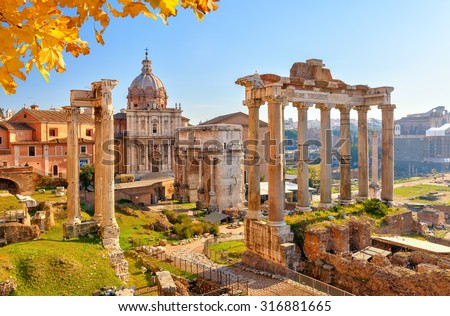Roman ruins in Rome, Italy Royalty-Free Stock Photo #316881665