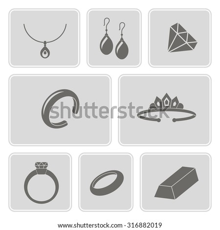 monochrome set with jewelry icons for your design