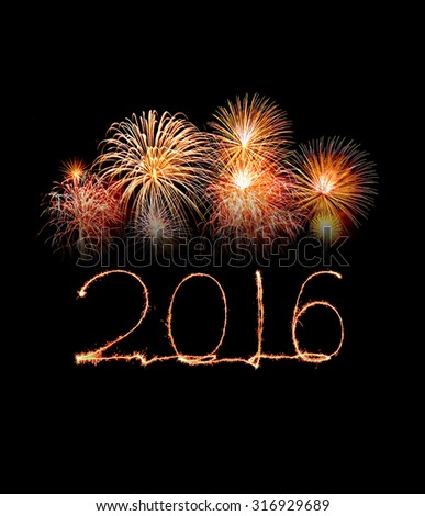 Happy new year 2016 written with Sparkle firework