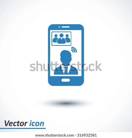 Online conference smart phone icon.