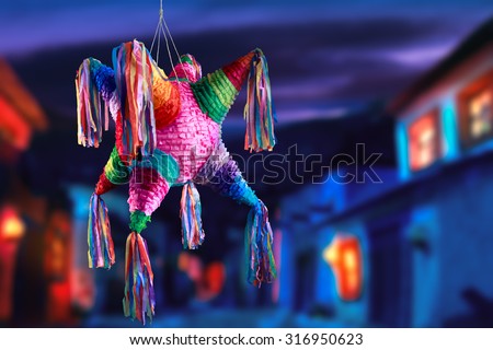 Colorful mexican pinata used in birthdays Royalty-Free Stock Photo #316950623