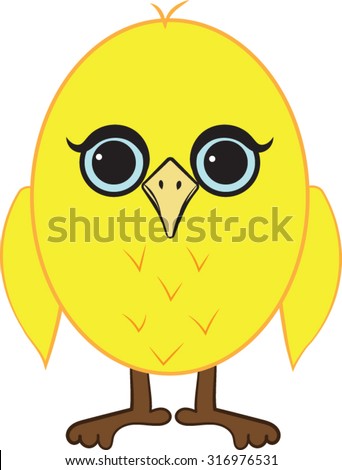 Yellow - Bird - Cartoon - Vector - Illustration