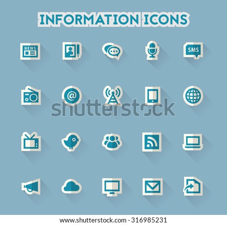 Modern flat paper information icons