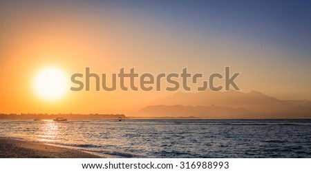 Early morning sunrise over the Rinjani in Lombok