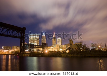 Night photograph of the Cleveland, Ohio skyline