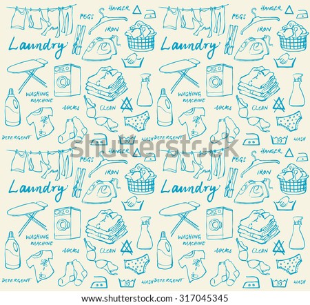 Laundry seamless vector background
