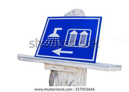 Blue sign of public toilets WC shower for women and man isolated