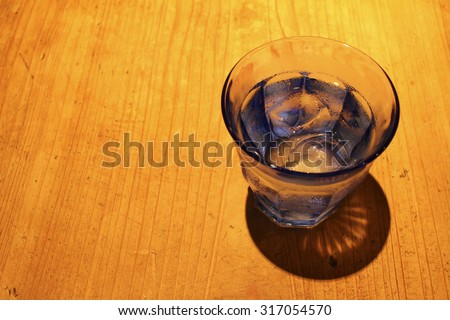 Water and a table that contains a glass