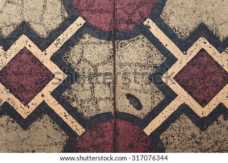 Closeup of old ceramic floor tiles