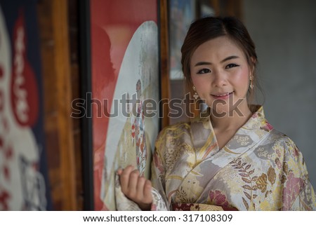 the thai girl wearing kimono 