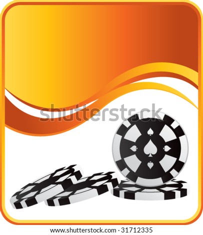 gambling chips on orange wave background