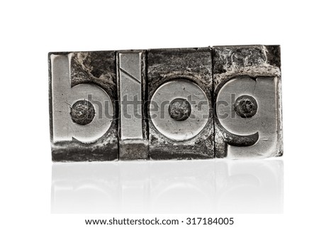 the word blog written with lead letters. symbolic photo for blog