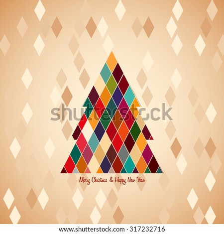 Christmas tree with abstract geometric shapes - vintage style