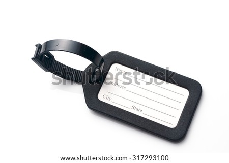 Name Tag include Name, City, Address, state Label for Luggage on white background