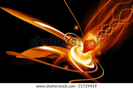 Illustration of heart with beam background	