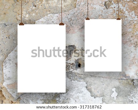 Digital background: two paper sheets with clips-brown gray white