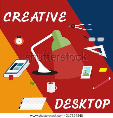 creative desktop with book in form of smartphone flat design vector illustration