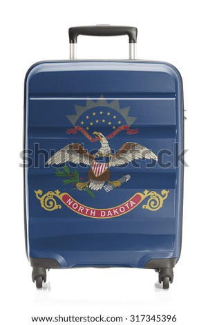 Suitcase painted into US state flag series - North Dakota