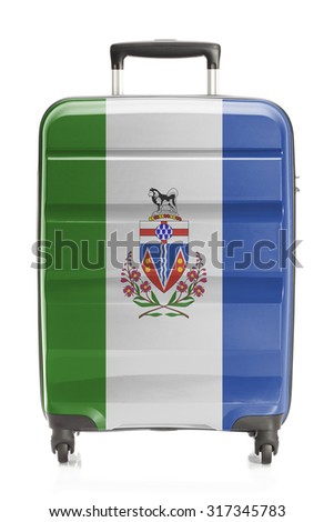 Suitcase painted into Canadian territory or province flag series - Yukon