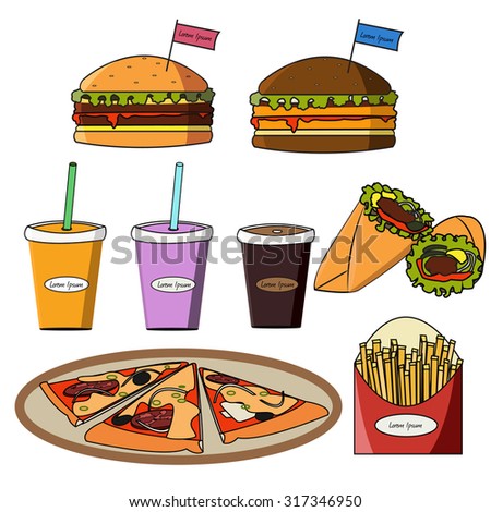 Retro vintage style fast food designs. Vector illustration