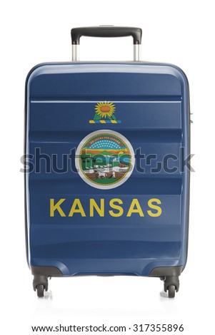 Suitcase painted into US state flag series - Kansas