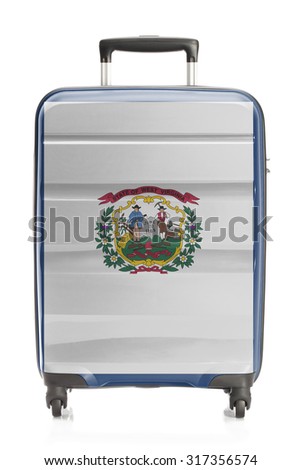 Suitcase painted into US state flag series - West Virginia