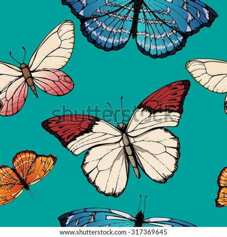 Butterfly vector. Insect sketch collection for design