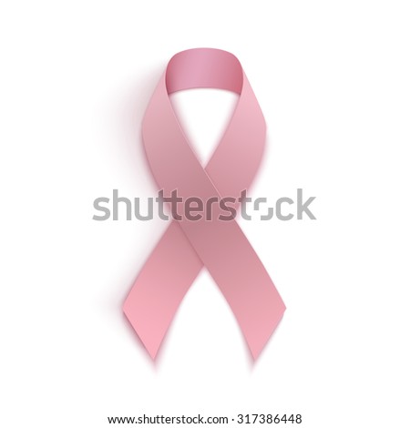 Pink, breast cancer ribbon isolated on white background. Vector illustration.