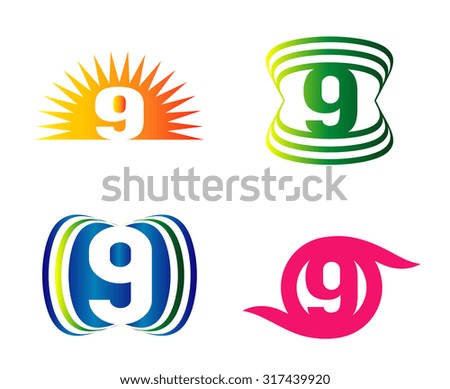 Number nine 9 logo icon template
