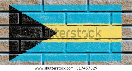 Bahamas flag painted on old brick wall texture background