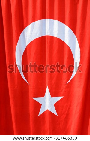 Turkish Flag on silky textured background in red and white