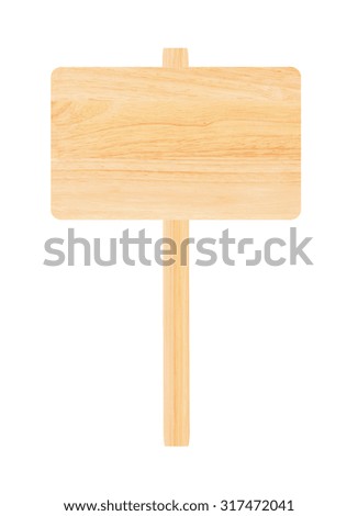 Wooden sign isolated on the white background
