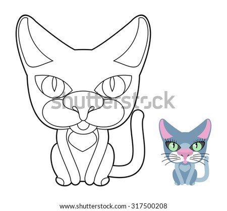 Cat coloring book. Vector linear illustration pet.
