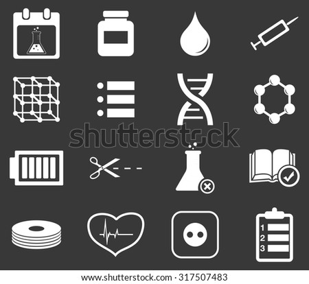 Science icon set 4, simple white image on black background