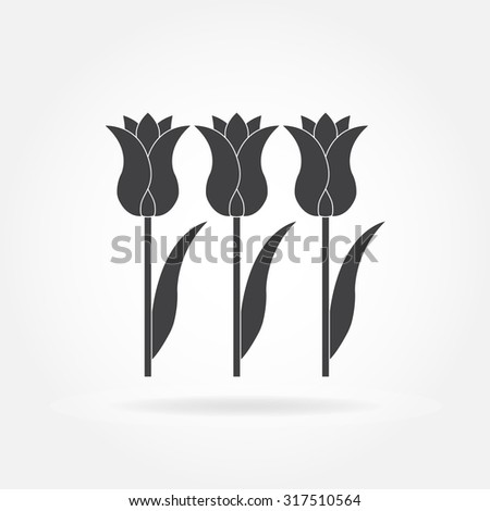 Tulips icon or sign. Spring Flowers symbol.