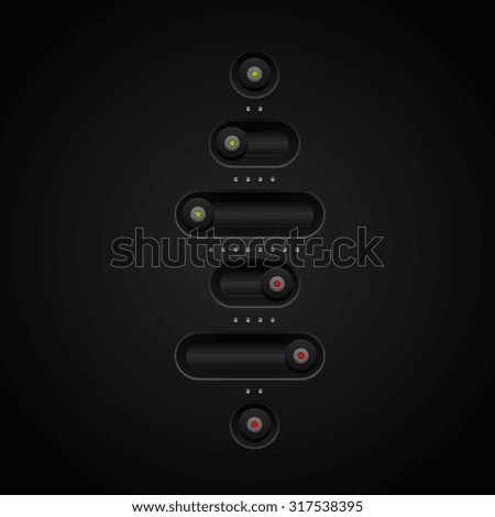Switch buttons set, Vector Web Slider in dark style
