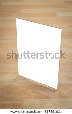 Transparent acrylic table stand menu holder