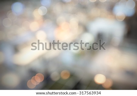 Trade show abstract generic background, panoramic view, intentionally blurred post production.
