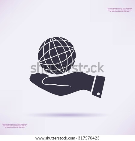 globe Earth with hand icon