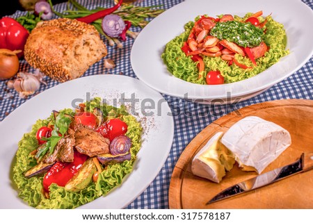 appetizing meat dish from a restaurant in a rustic style