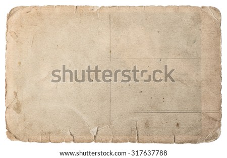 Used paper isolated on white background. Vintage torn cardboard