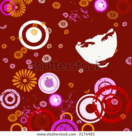 composition with girl face on abstract grunge background