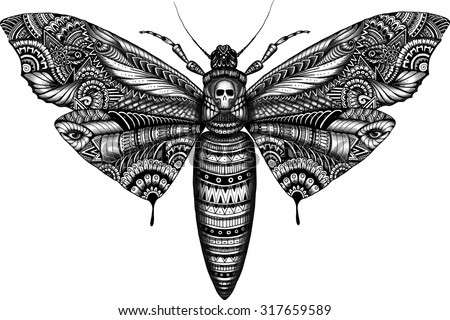 deadhead butterfly doodle illustration