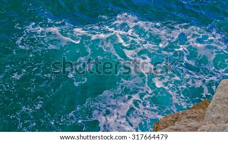 sea waves, foam, top view